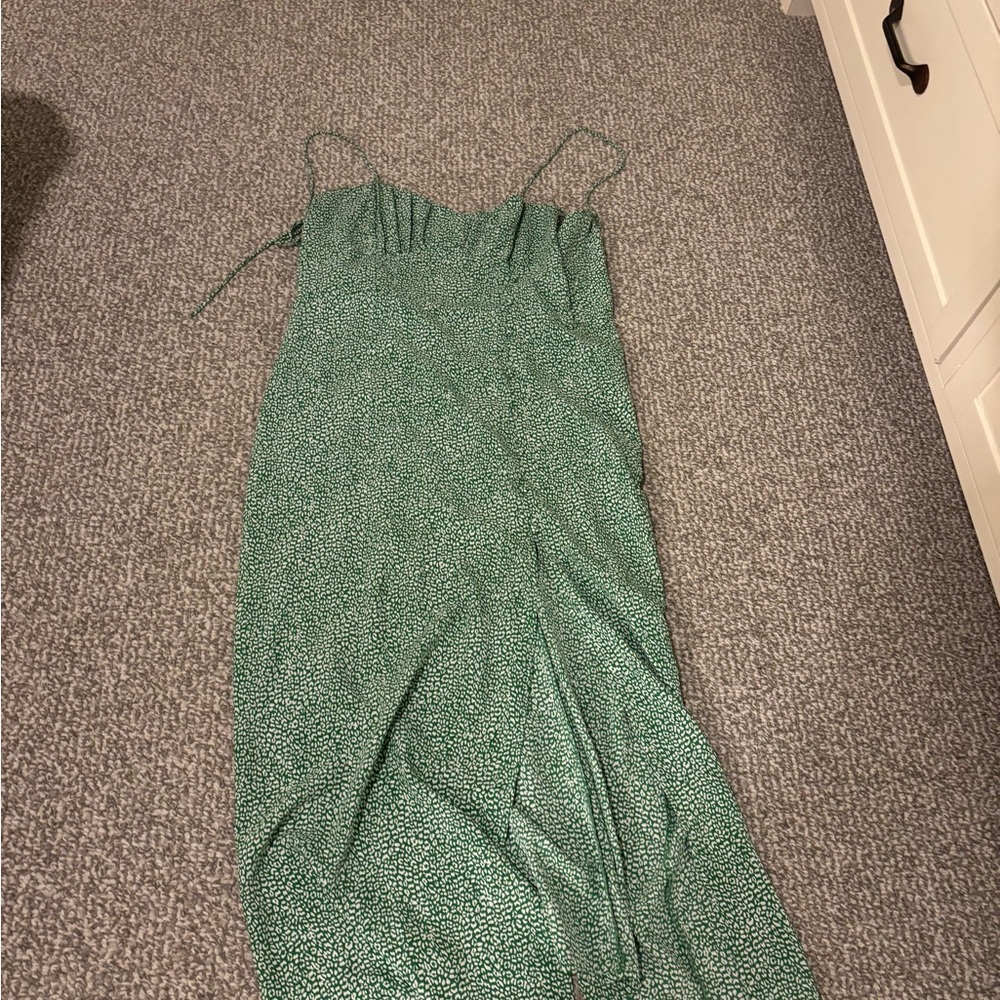 Zara Green Patterned Midi Dress